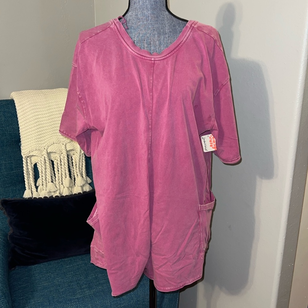 Free People Hot Shot Tee Romper Berry S